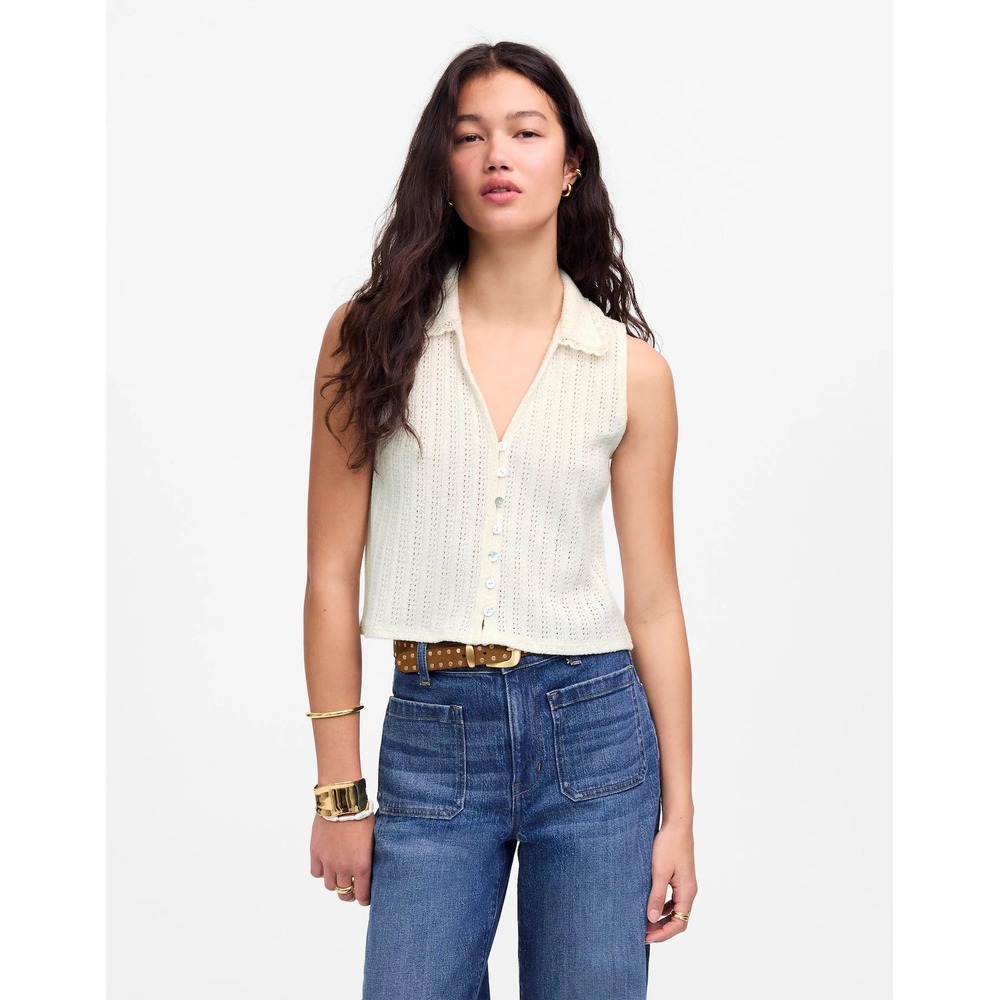 Madewell Crochet-Knit V-Neck Sweater‎ Vest Medium NWOT